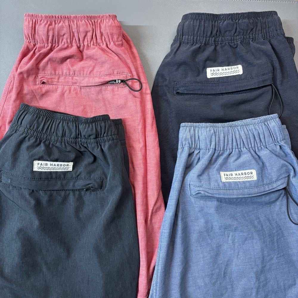 Fair Harbor Swim Trunk Shorts Lot of 4 Men's Small Drawstring Pockets 8" Inseam